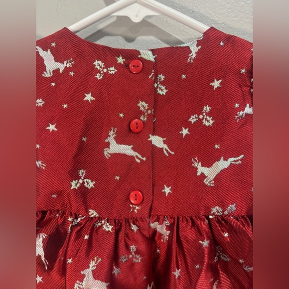 Bonnie Jean Toddler Girl Christmas Reindeer Jacquard Party Dress Holiday 18 mo - Picture 3 of 5